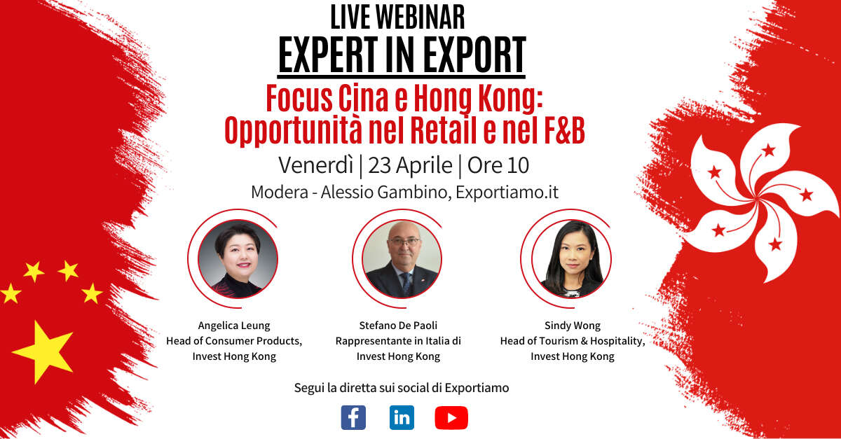 Expert in Export - Focus Cina e Hong Kong - Opportunità nel Retail e nel F&B