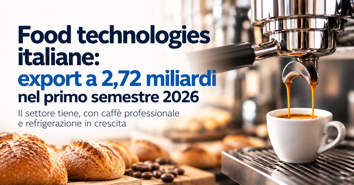 Food Technologies: export italiano a 2,72 miliardi nel 2026