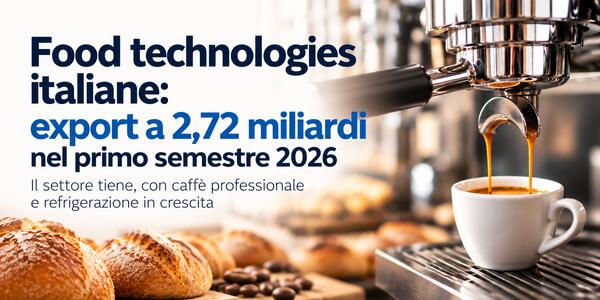 Food Technologies: export italiano a 2,72 miliardi nel 2026